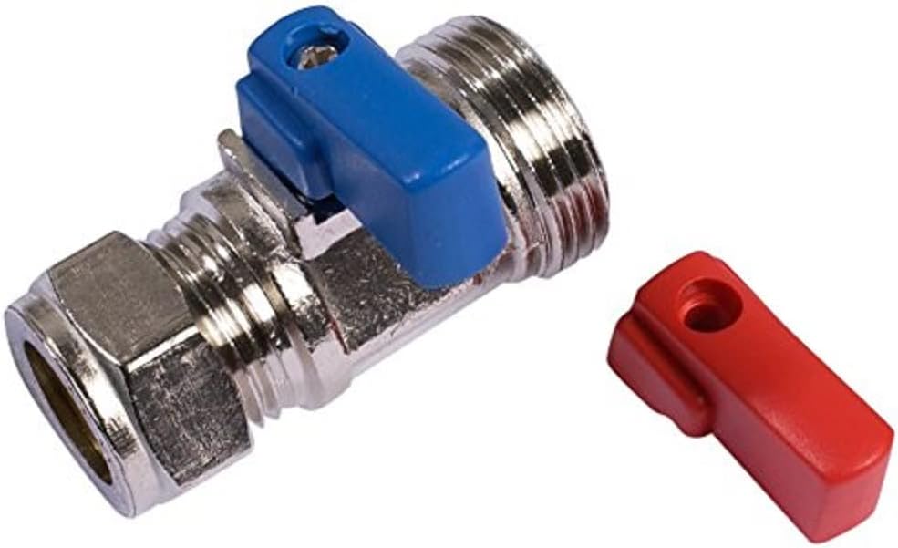 Merriway BH02052 Washing Machine Dishwasher Hot and Cold Straight Tap Valve Connector, Silver