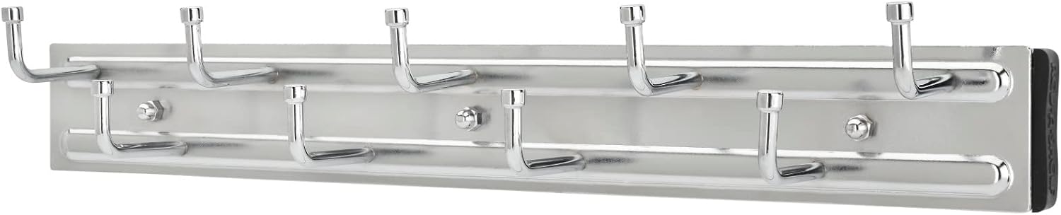 Rev-A-Shelf 14" Pull Out Closet Organization Rack for Belts, Ties and Scarves, Accessories Storage Hanger with Mounting Hardware, Chrome, BRC-14CR