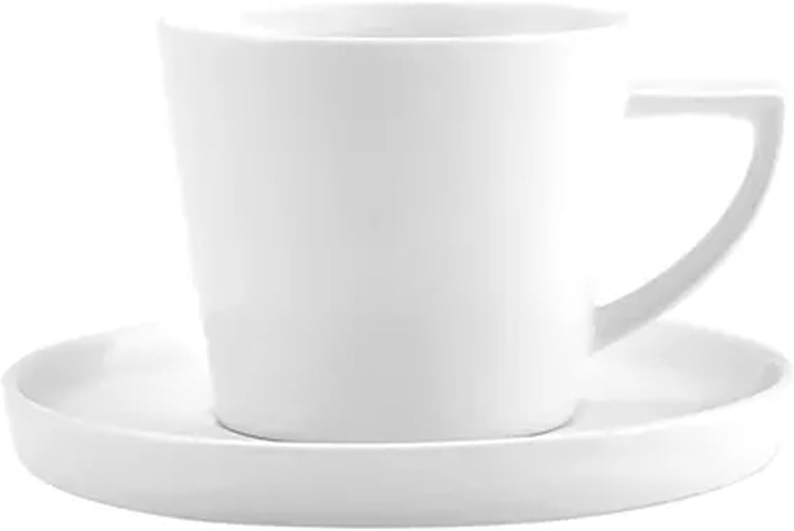 Karaca Salvare 12 Piece New Generation Bone Tea Cup and Saucer Set for 6 People, 260ml, White