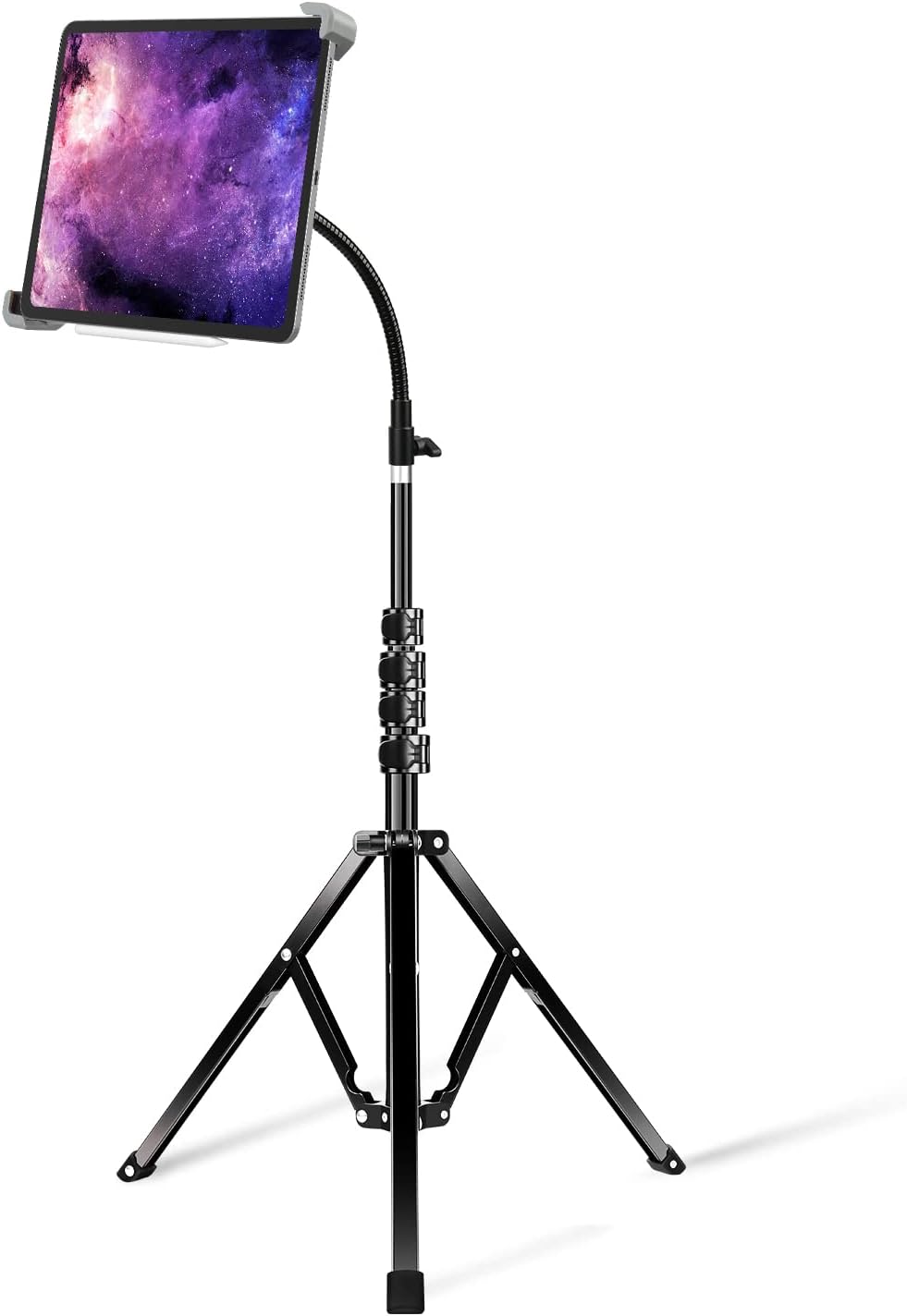 elitehood Floor iPad Pro Stand, 70" Gooseneck Tripod for iPad Pro 12.9 13 inch, Air 13 11, Heavy Duty Metal Tablet Tripod Stand Holder for More 9.5-14.5 inch Large Tablets
