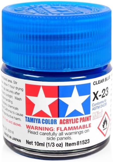 Tamiya Acrylic Mini X-23 Clear Blue 10ml Paint Bottle