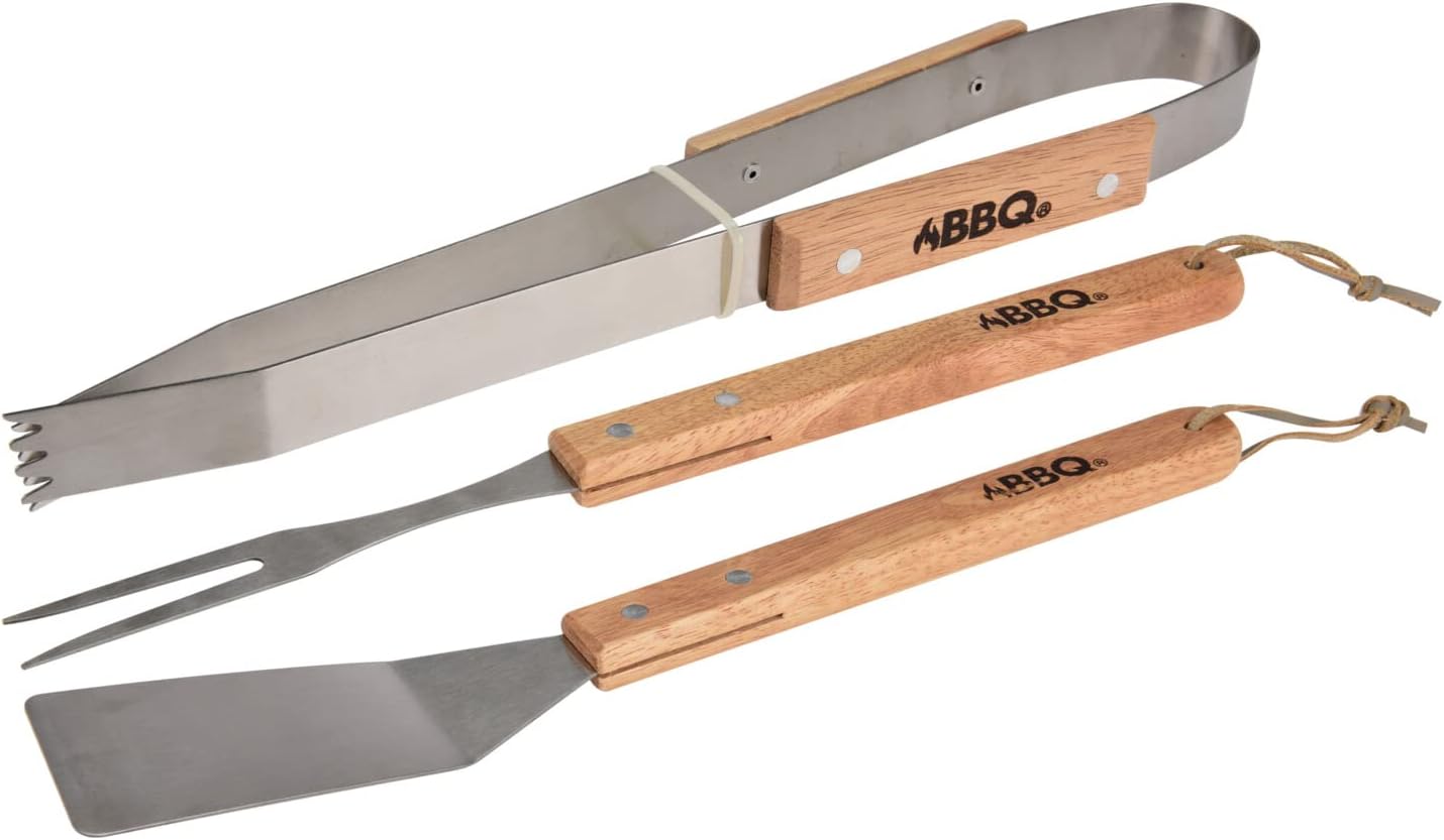 OrionMart BBQ Tools Set with Wooden Handle Heavy Duty Durable and Light-Weight Outdoor/Indoor Barbecue Grill Tools Kit – The Ultimate Bbq Accessories Gifts for Men