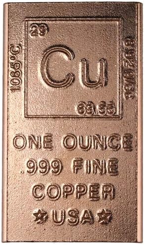 1 Ounce Copper Bar Bullion Element Design (1 Oz Copper Bar)