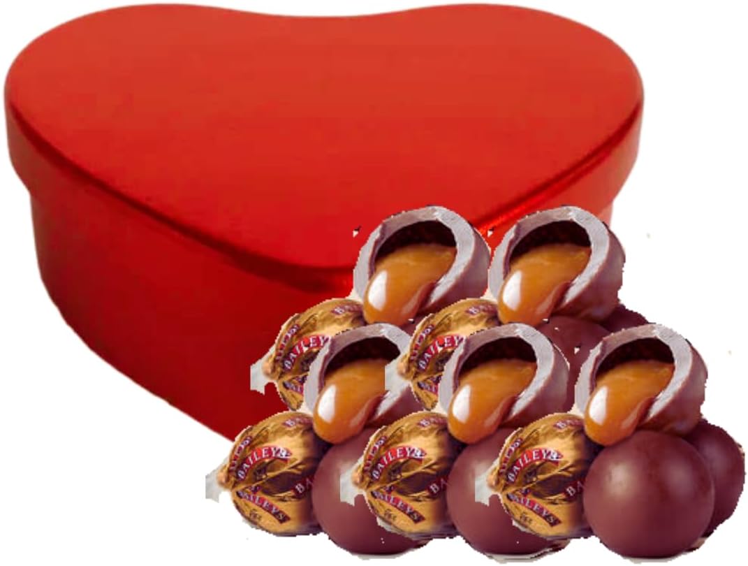 Baileys Chocolate Salted Caramel Truffles | Baileys Gift for Mothers Day, Presents for mum, Birthday Presents - Baileys Truffles in Heart Chocolate Box 200 g