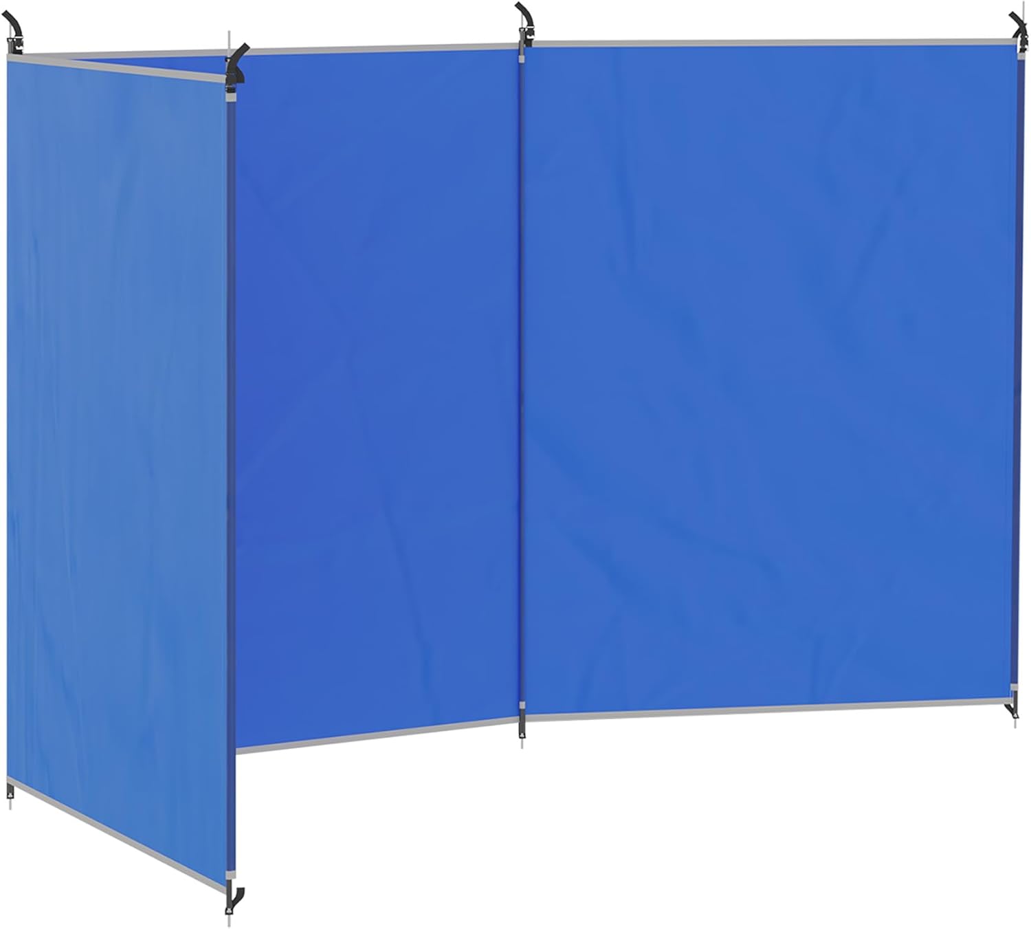 Outsunny Camping Windbreak, Foldable Portable Wind Blocker w/Carry Bag and Steel Poles, Beach Sun Screen Shelter Privacy Wall