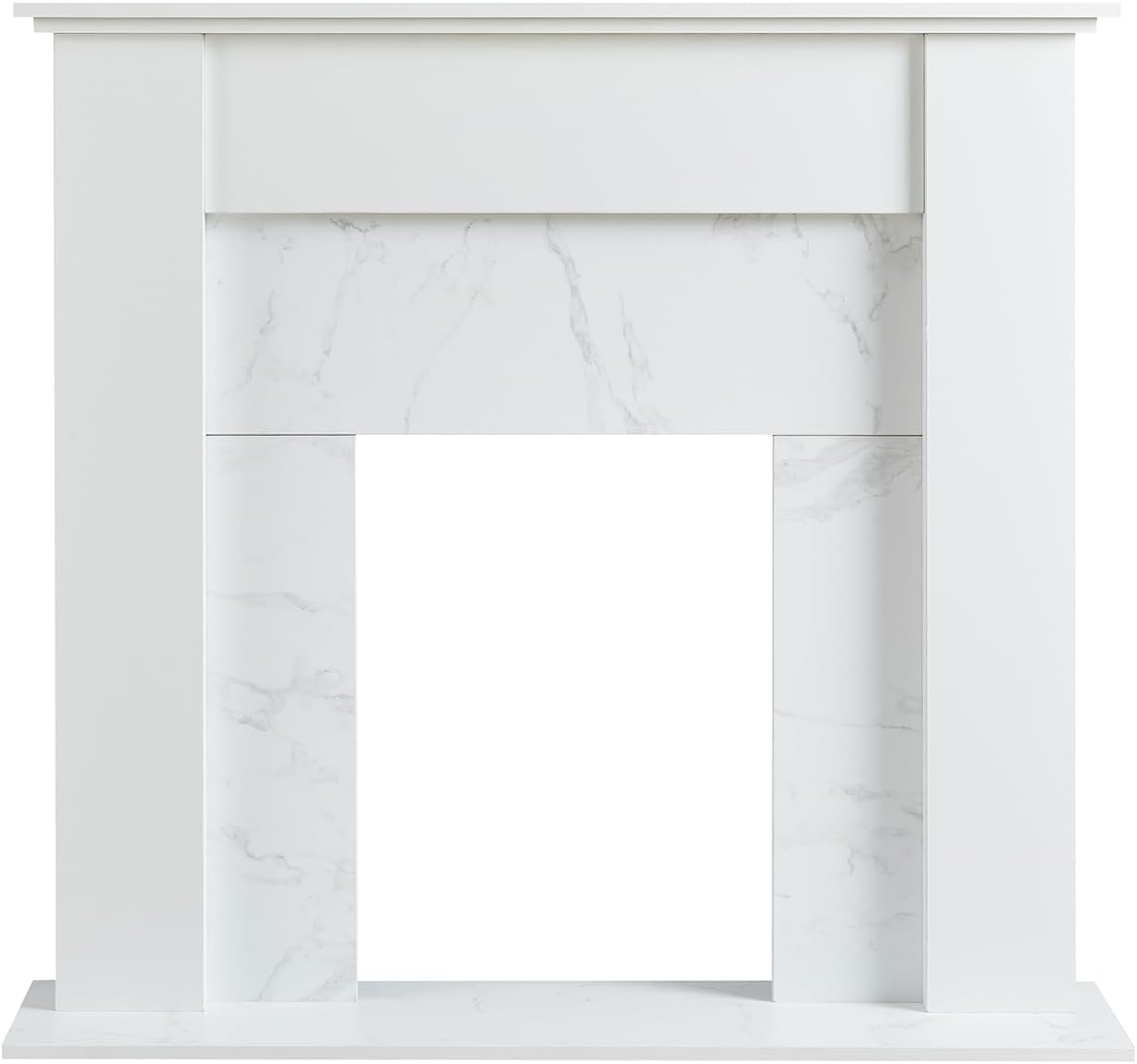 FlameKo 43’’ Mantel Surround for Verona Insert Suitable for all 16” Fireplace Inserts, Multiple Colours Available (White and White)