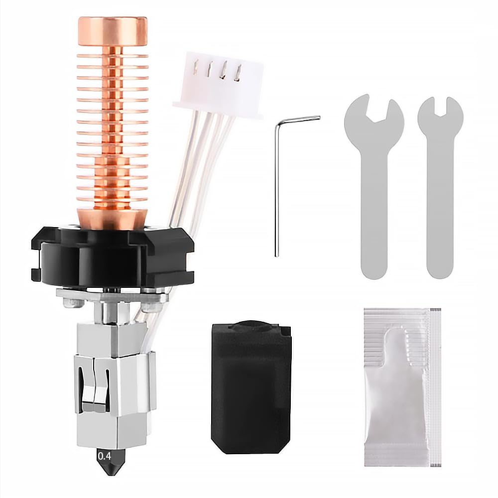 Upgraded 0.4mm Ceramic Hotend Kit for Flashforge Adventurer 5M/5M Pro 3D Printer,Rapid Heating Quick-Detachable Hardened Nozzle+Chrome Plated Brass heatbreak Heating Block Integrated Structure
