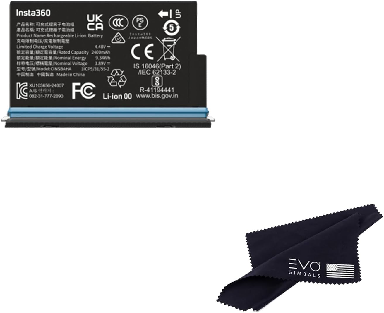 Insta360 X5 Battery(2400mAh), 2 Batteries, High Capacity, Fast Charge/Only Compatiable for X5 Camera