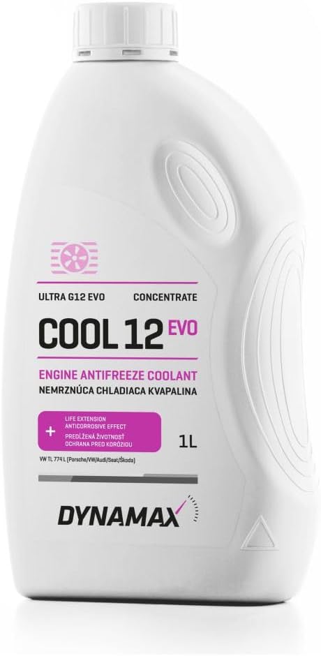 Dynamax Cool G12 EVO Antifreeze Coolant CONCENTRATE 1 Litre, Light Red/Violet (Purple) Coolant