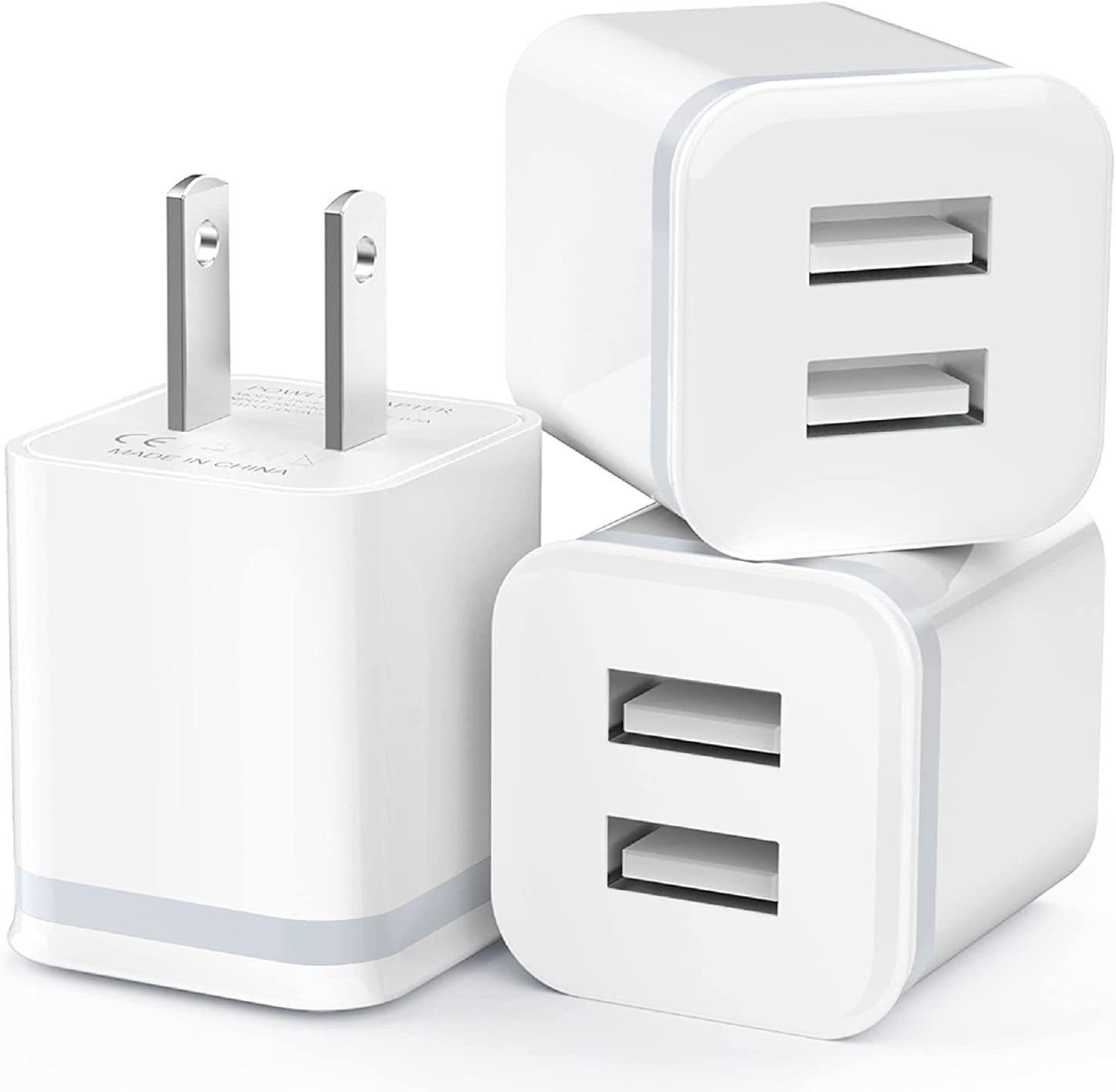 USB Wall Charger, LUOATIP 3-Pack 2.1A/5V Dual Port USB Cube Power Adapter Charger Plug Block Charging Box Brick for iPhone 13 12 11 Pro Max SE XS XR X 8 7 6 6S Plus, Samsung, LG, Moto, Android Phones