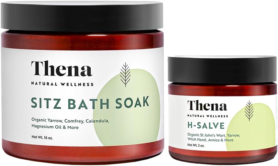 Organic Sitz Bath Soak & Hemorrhoid Salve Cream Kit for Toilet Sitz Bath - Postpartum Care Recovery Essentials, Natural Soothing Relief for Hemorrhoids, Women & Men