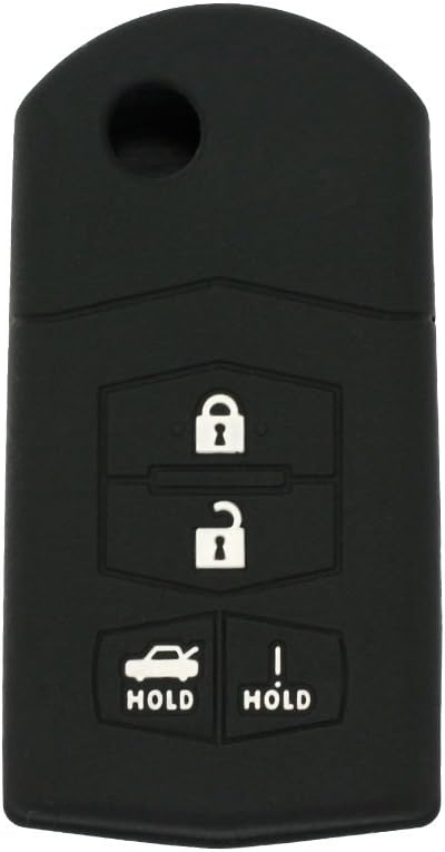 BROVACS Silicone Cover Protector Case Holder Skin Jacket Compatible with MAZDA 4 Button Flip Remote Key Fob CV2534 Black