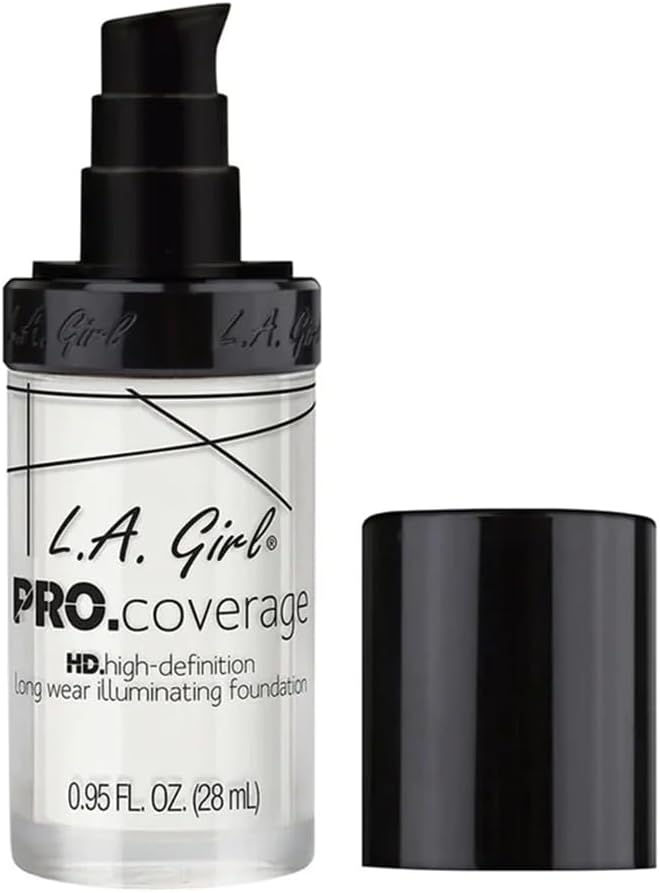 L.A. Girl Pro.Coverage Illuminating Foundation White – Buildable Medium to Full Coverage, Dewy Radiant Finish, Hydrating Vegan Formula with Vitamin E & C for Flawless Skin