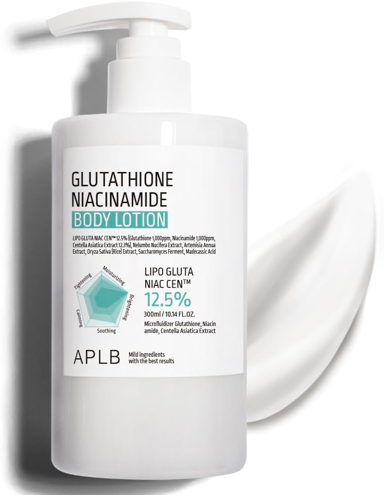 APLB Glutathione Niacinamide Body Lotion | Lip Gluta Niac CEN™ 12.5% 10.14 FL.OZ/Korean Skin Care, Long Lasting Hydration, Revitalisation for People and Improved Skin Texture
