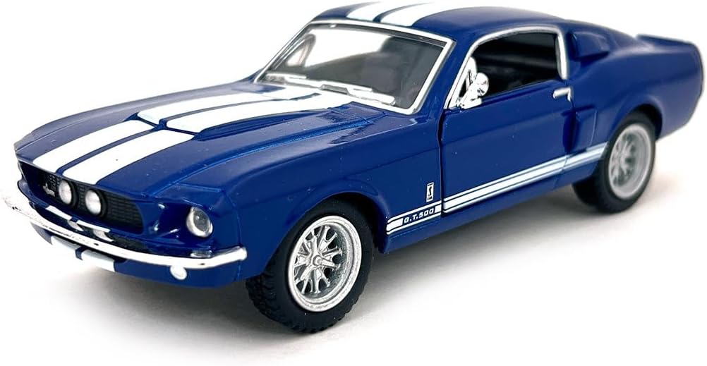 KiNSMART - 1967 Ford Shelby Mustang GT500 1:38 Scale 5" Die Cast Metal Model Toy Muscle Car (Blue)
