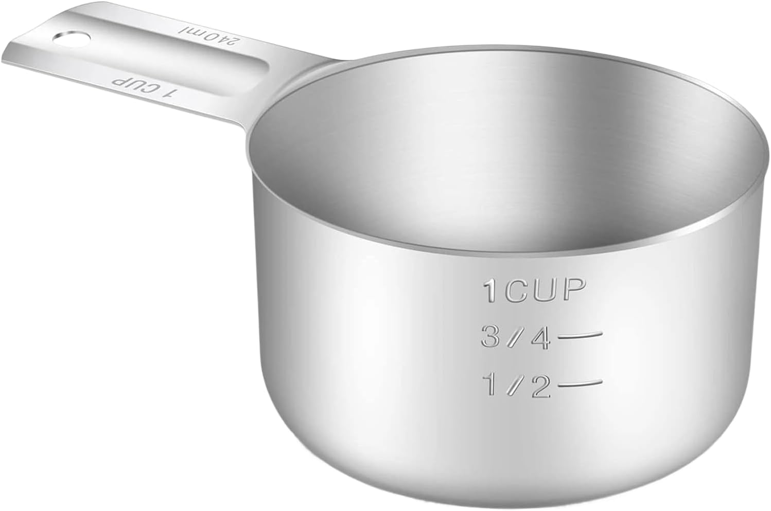 Measuring Cup, 1 Cup (240ml/8oz) Stainless Steel Food Scoop for Pet, Rice, Precise Kitchen Gadgets for Cooking Baking, Cocktail Espresso Rice Liquid Measurement, Dishwasher Safe