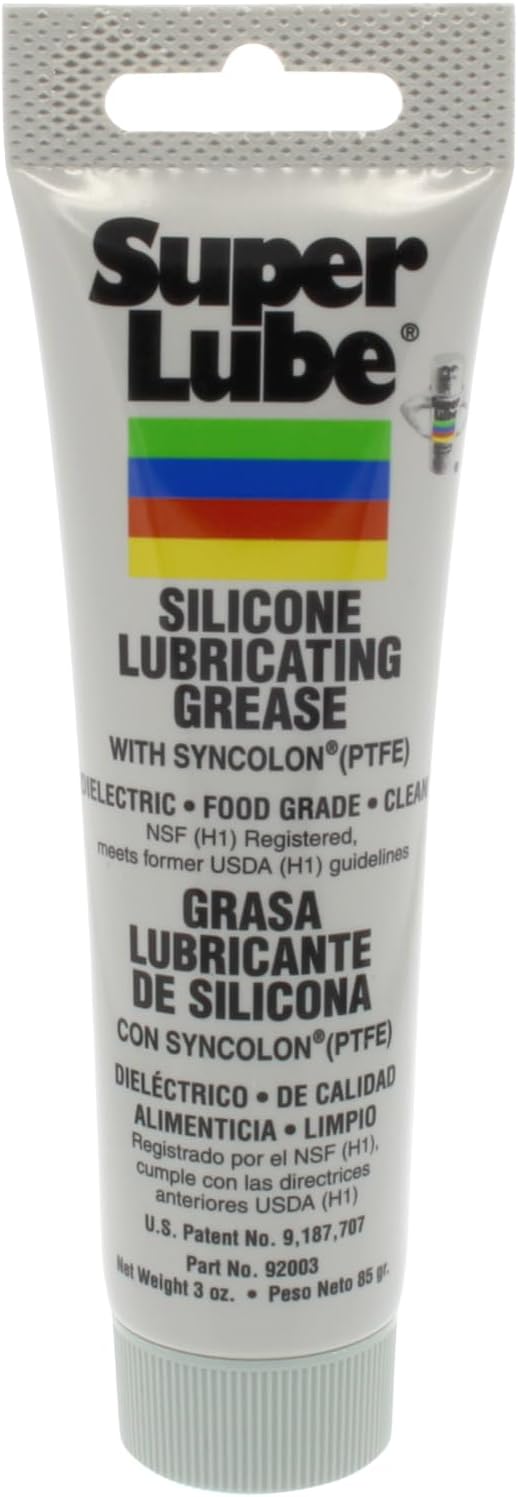 Super Lube 92003 Silicone Lubricating Grease with PTFE, 3 oz Tube, Translucent White