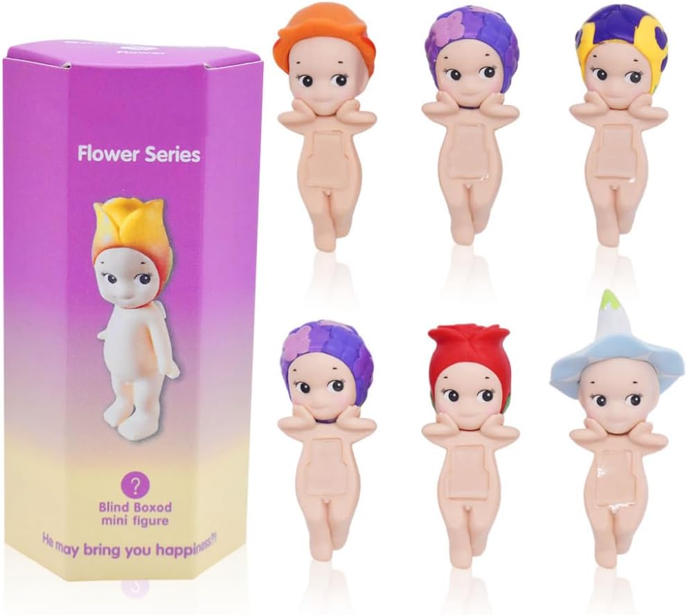 Mini Angel Hippers Lying Down Angel Anime Figures Toys Mini Figure Limited Edition,Cute Collectors Figure,1PCS Sealed Blind Box (Angel Flower B)