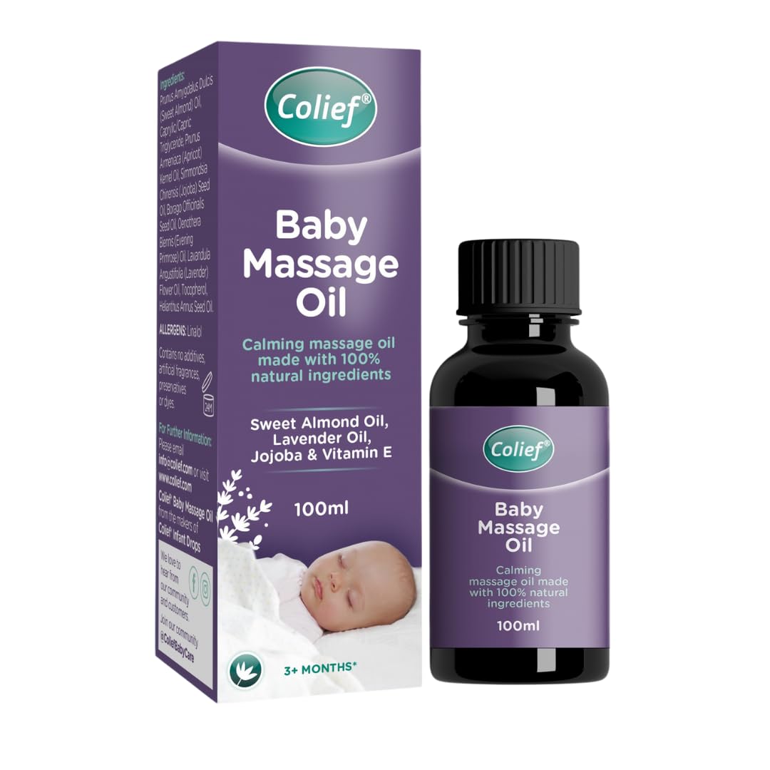 Colief Baby Massage Oil | Soothing Oil For Infants | Made With 100% Natural Ingredients Including Sweet Almond Oil, Lavender Oil, Jojoba & Vitamin E | Suitable For Babies 3+ Months | 3.38 Fl. Oz