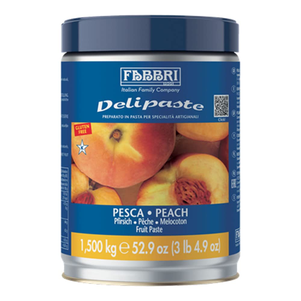 Fabbri Delipaste Peach Flavoring Compound, 3.3 lb | For Gelato, For Ice Cream, For Soft Serve, For Pastry and Confectionary, 1 Tin