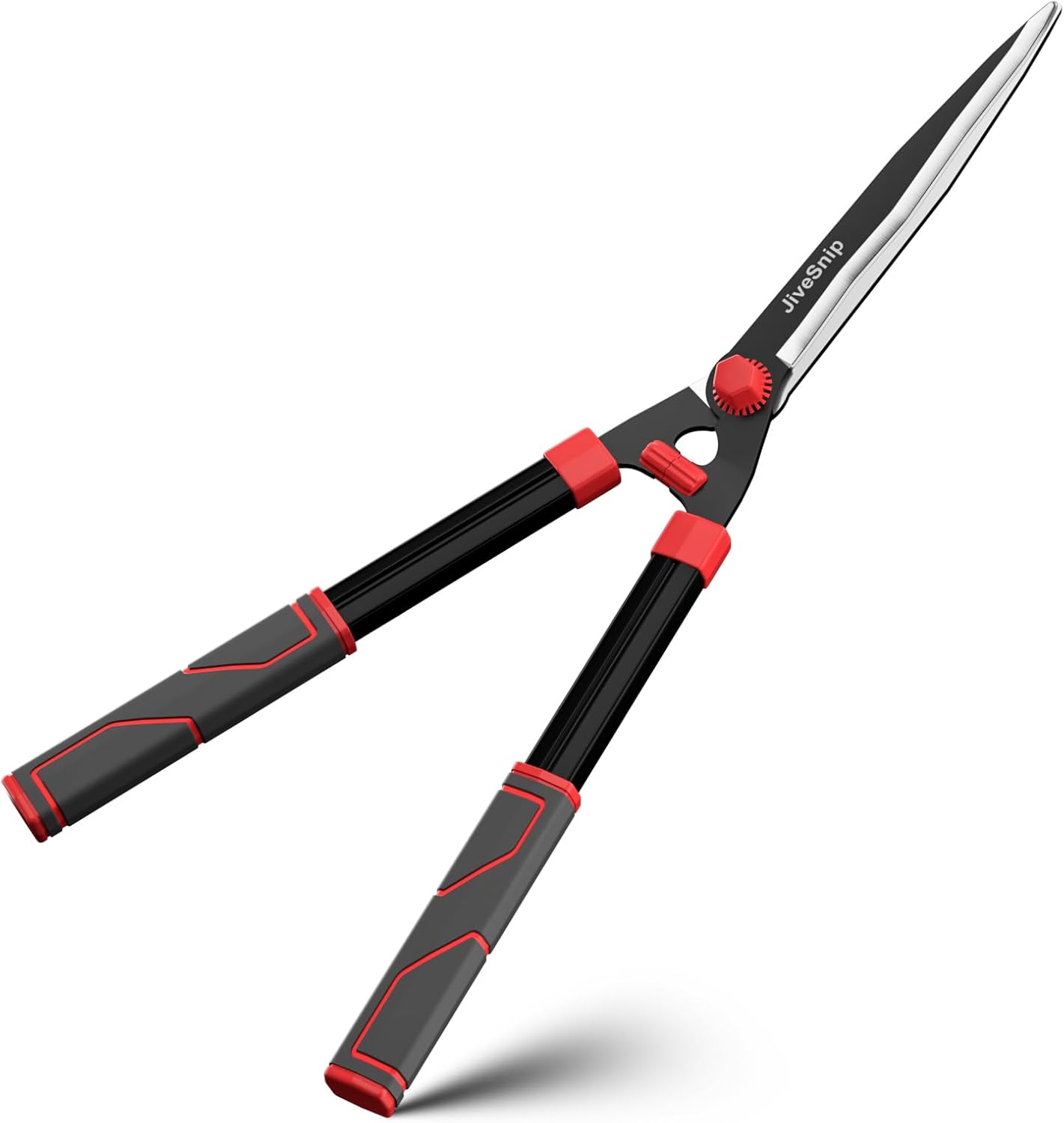 JiveSnip Hedge Shears 23" - Razor Sharp Carbon Steel Blades, Anti-Rust Coating, Lightweight Garden Clippers for Trimming Hedges, Shrubs & Bushes,Ergonomic Non-Slip Handles