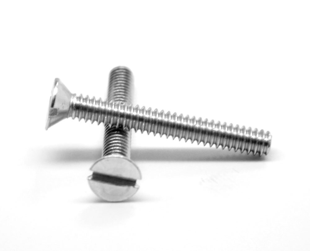 #10-24 x 1 3/8" (FT) Coarse Thread Machine Screw Slotted Flat Head Stainless Steel 18-8 Pk 500