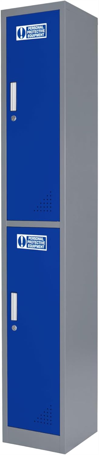 The Workplace Depot Metal PPE Storage Lockers, 1-6 Door Heavy Duty Clothes Locker for Gym, Office, School & Staff Changing Rooms (2 Door)