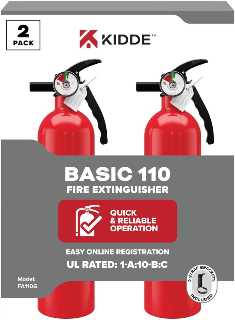 Kidde Multi Purpose Fire Extinguisher for Home, Office, Dorm, Residential, 1A10BC, 2 Pack