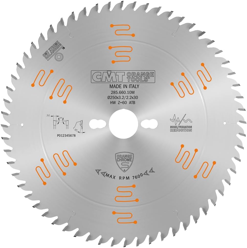 CMT 285.660.10M Orange Chrome Heavy-Duty Crosscut Blade 10" x T60 ATB