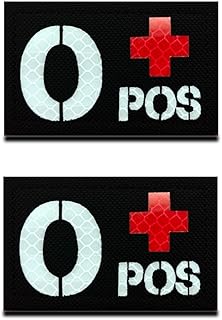 2 Pcs O+ POS Positive Medic EMT IR Reflective Patch - Laser Cut - Super Durable - Hook & Loop - Military Tactical O+ Patch for Clothing Backpack Armband Jacket First Aid Pouch Medical Bag