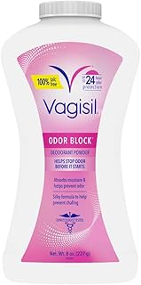 Vagisil Odor Block Deodorant Powder for Women, Helps to Prevents Chafing, Talc-Free, 8 Ounce (Pack of 1)