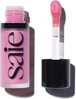 Saie Dew Blush - Lightweight Liquid Blush with a Blendable + Buildable Cream Finish - Dewy Cheek Tint with Doe Foot Wand Makeup Applicator - Cool Baby Pink Blush - Baby (.40 oz)