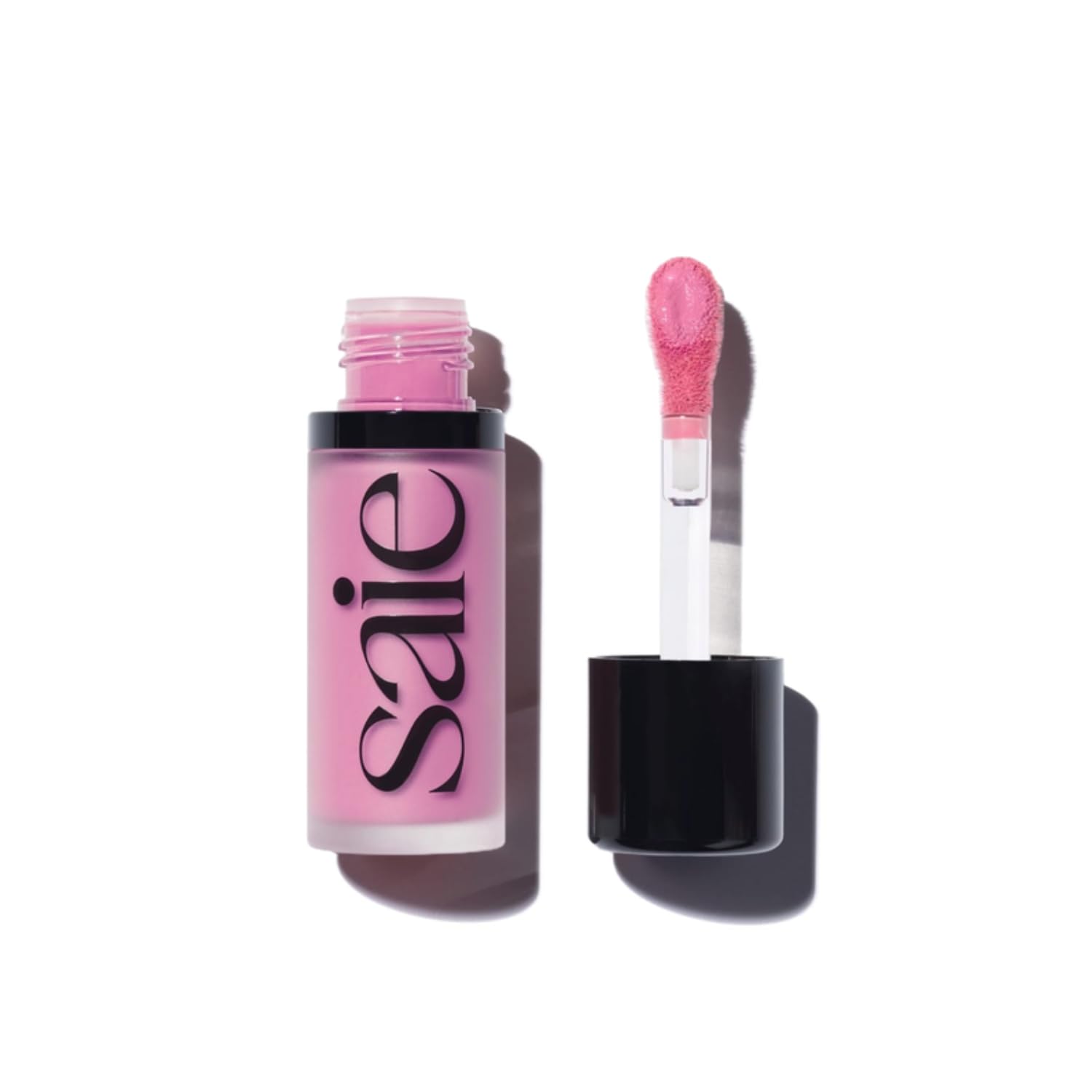 Saie Dew Blush - Lightweight Liquid Blush with a Blendable + Buildable Cream Finish - Dewy Cheek Tint with Doe Foot Wand Makeup Applicator - Cool Baby Pink Blush - Baby (.40 oz)