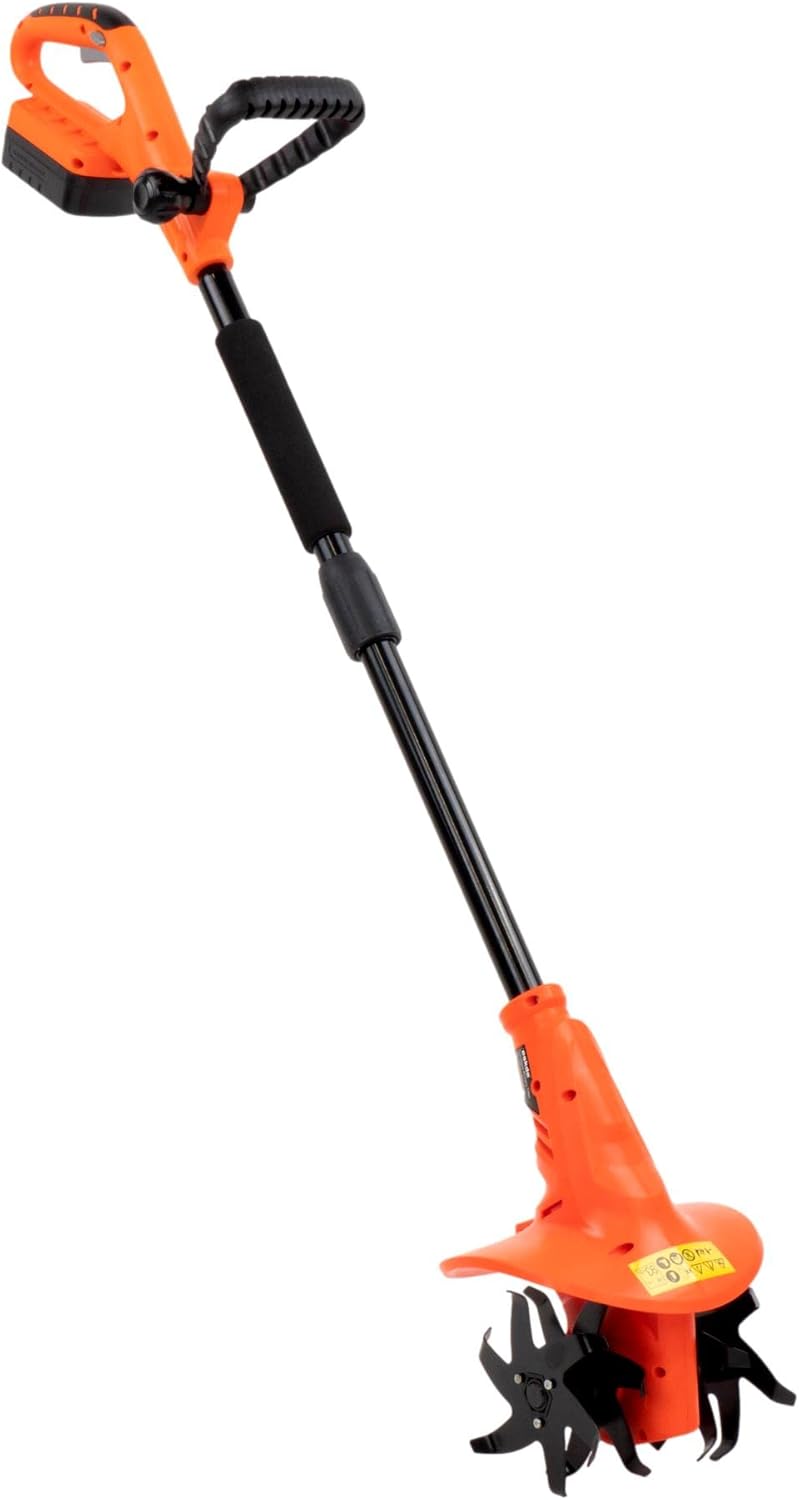 Electric Garden Rotavator, Tiller and Cultivator - Powerful 18V Lithium-Ion Rechargeable Rotovator for Small Garden | 200mm Width, 80mm Depth Cordless Tiller and Cultivator Garden Tool | eSkde