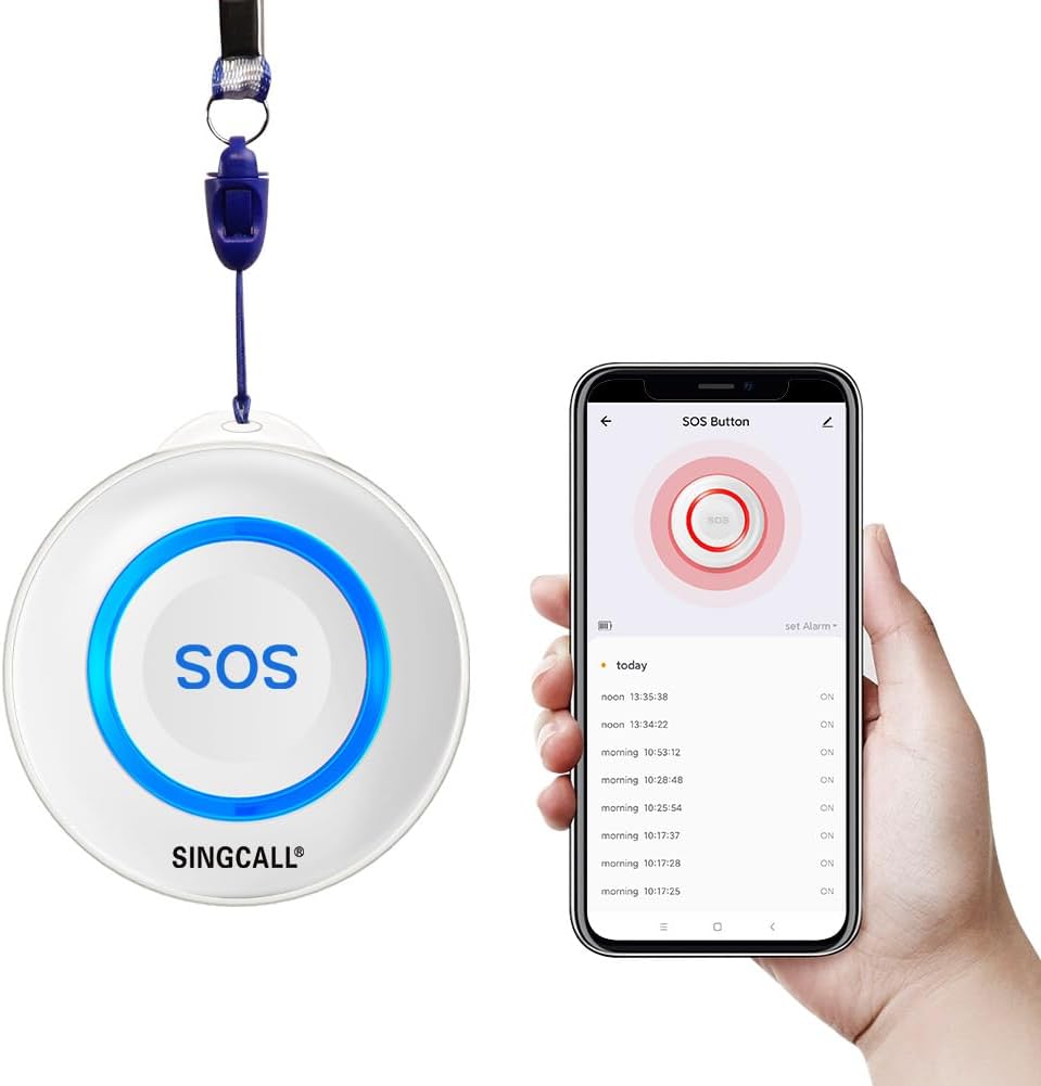 SINGCALL Tuya Wifi Smart SOS Emergency Button for Elderly, Personal Alarms for Elderly Patient Seniors Disabled Kids Connected to Phone, the Panic Button with a New Blue Design