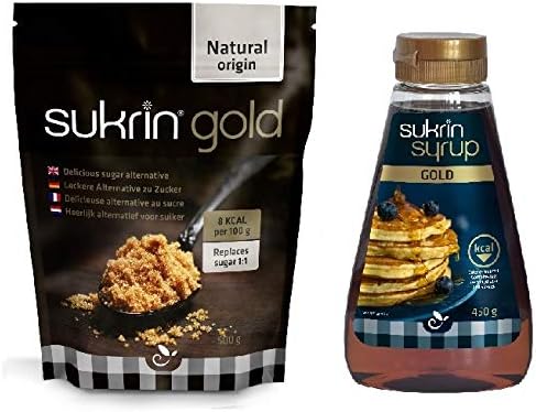 Sukrin Gold Bundle - Sukrin Gold 500g Brown Sugar, Sukrin Syrup Gold 450g Alternative Sweeteners