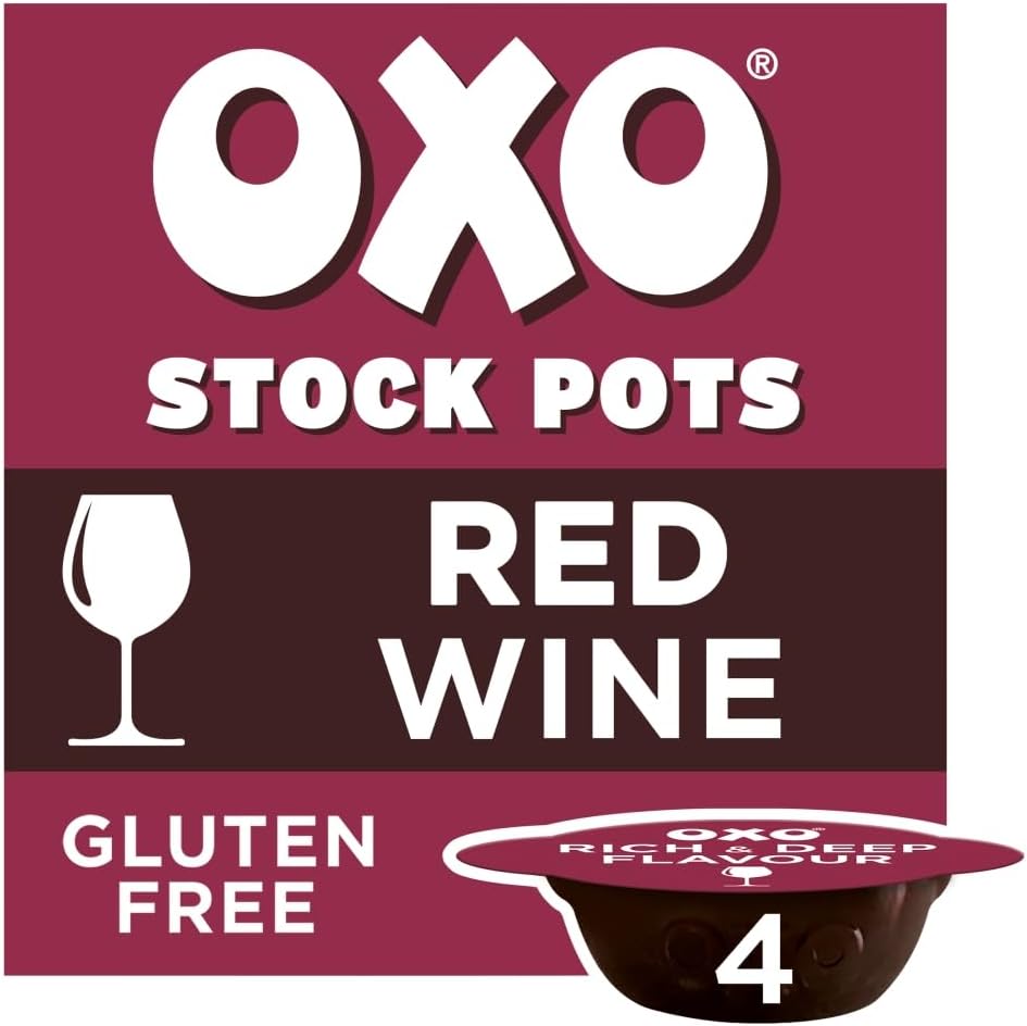 OXO Red Wine Stock Pots, Rich & Flavoursome Blend, 80 g (4 x 20 g)