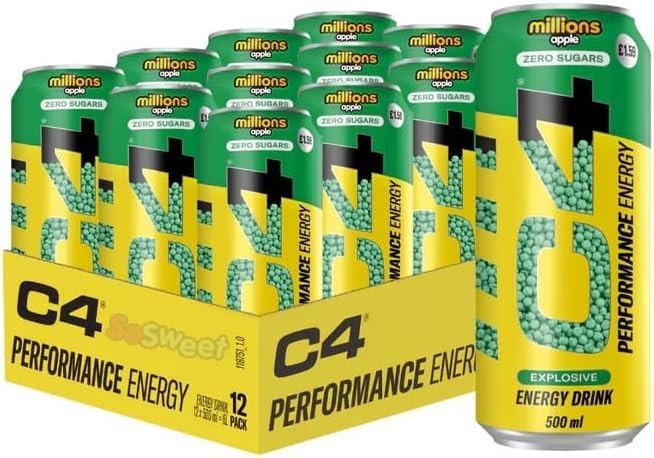 C4 Performance Energy Millions Apple Explosive Energy Drink, 500ml, Pack of 12