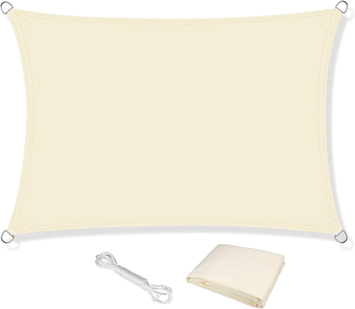 KAHEIGN Sun Shade Sail, 2.5m x 3m Waterproof 98% UV Block Sun Shade Canvas 120gsm Sunscreen Awning Canopy for Outdoor Garden Patio Yard Party (Cream)