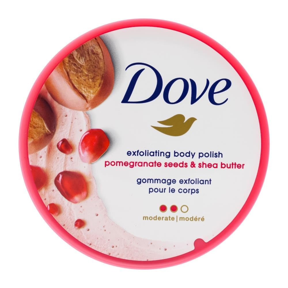Dove Scrub Pomegranate & Shea Butter For Silky, Soft Skin Body Scrub Exfoliates and Provides Lasting Nourishment 10.5 oz