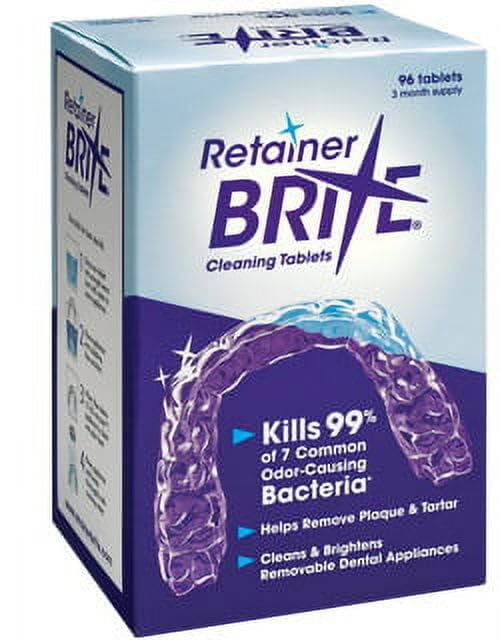 Retainer Brite Tablets for Cleaner Retainers and Dental Appliances - 96 Count