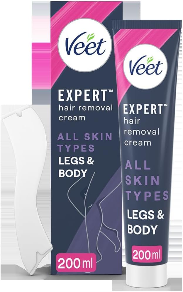 Veet Expert 200 ml Cream - Bikini & Leg Hair Removal, Dermatologist Tested, Hydrating Formula, Effective in 2 Minutes, Smooth Skin, Perfect for Sensitive Areas