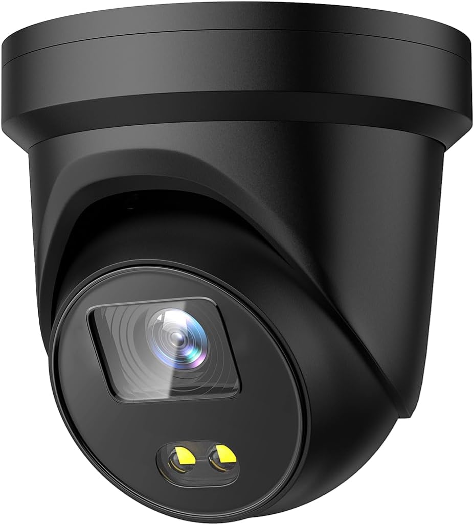 4K 8MP PoE Turret IP Camera Outdoor Indoor with 24/7 Colorful Imaging, Human/Vehicle Detection, Built-in Microphone, H.265+, Compatible with Connect APP 2CD2387G2-LU 2.8mm Black