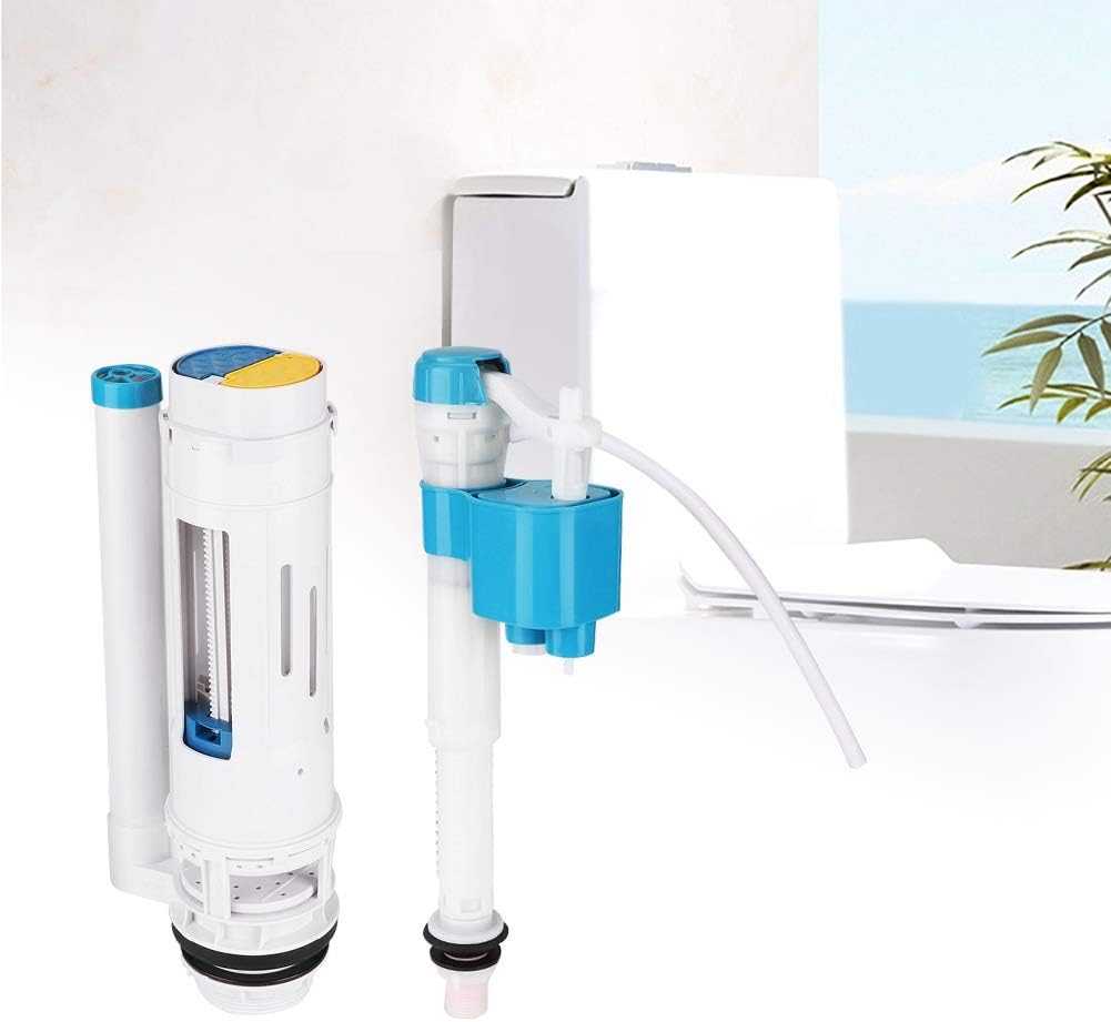 Nikou Universal Water Saving Toilet Repair Kit, Set Water Tank Accessories, Push Button, Valve Replacement, 290mm Complete Toilet Tank Repair Kit Flush