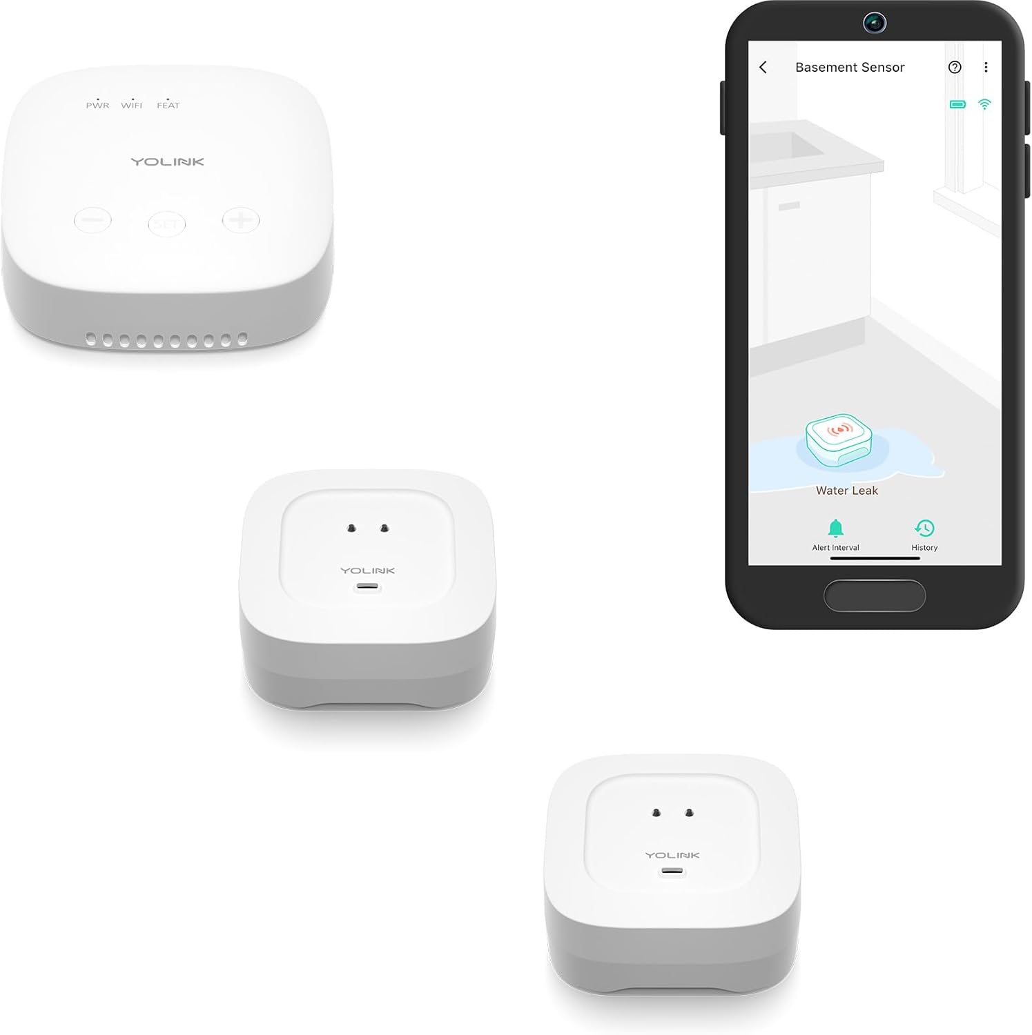YoLink Smart Home Starter Kit: SpeakerHub & Water Leak Sensor 4 with 105dB Audio Alarm 2-Pack, SMS/Text, Email & Push Notifications, Freeze Warning, LoRa Up to 1/4 Mile Open-Air Range, w/Alexa, IFTTT