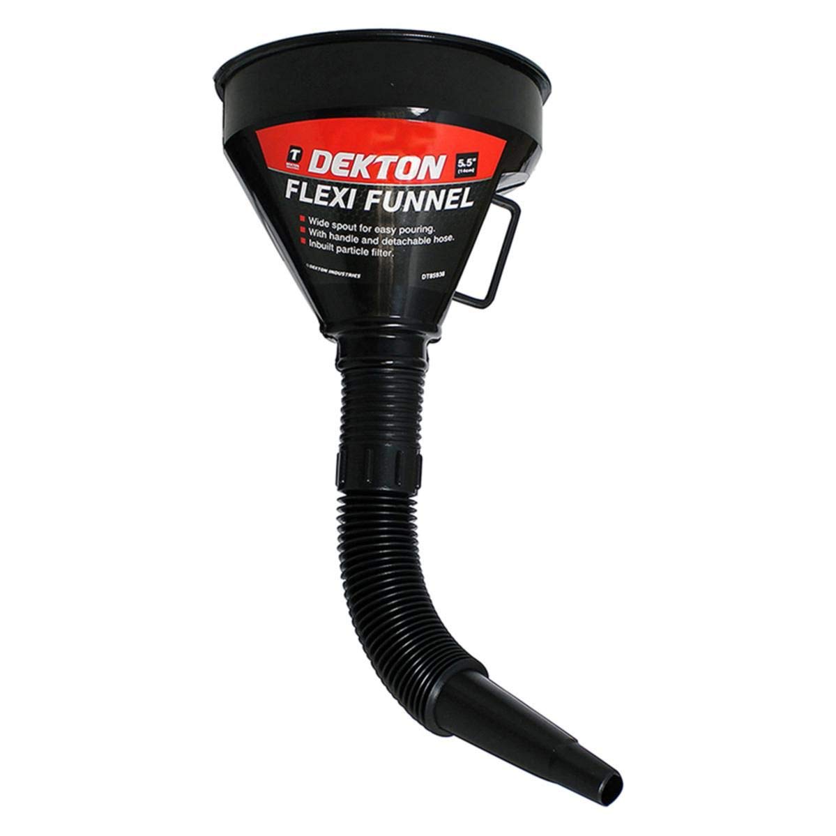 Dekton Flexi Funnel with Detachable Hose | Wide Spout for Easy Pouring | Includes Handle & Inbuilt Particle Filter | Ideal for Fuel, Oil, and Liquid Transfers | Flexible for Hard-to-Reach Areas