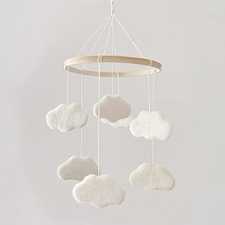 Baby Mobile for Crib - Boho Crib Mobile - Felt Cloud Mobile - Gender Neutral Baby Mobile - Boho Nursery Decor - Crib Mobile for Girls, Boys - Mobile for Bassinet, Pack N Play - Cloud