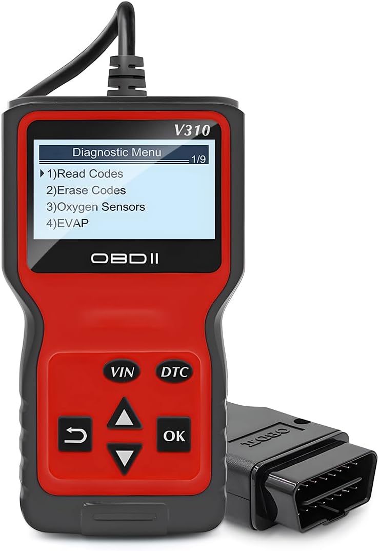 AUCELI OBD2 Scanner Code Reader for Car Check Engine, CAN Diagnostic Tool, Read and Erase Fault Codes, Probe for Emission Monitor Status, Universal for All OBD II Protocol After 1996 (Red)