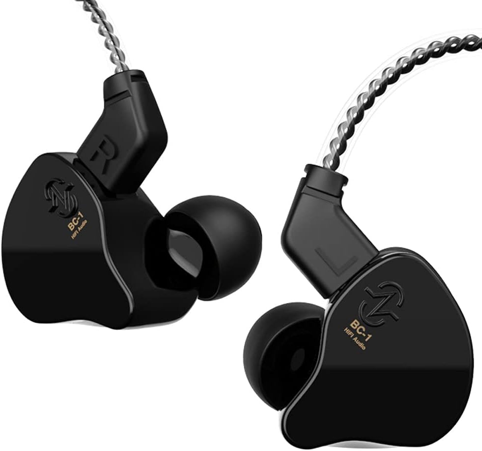 YINYOO CCZ Melody in Ear Monitors Earphones Headphones Wired Earbuds Without Microphone IEM HiFi Bass with 1DD 1BA, Ear fins, 4N OFC Cable for Musicians, Singer, on Stage, Studio (no mic, Dark Black)
