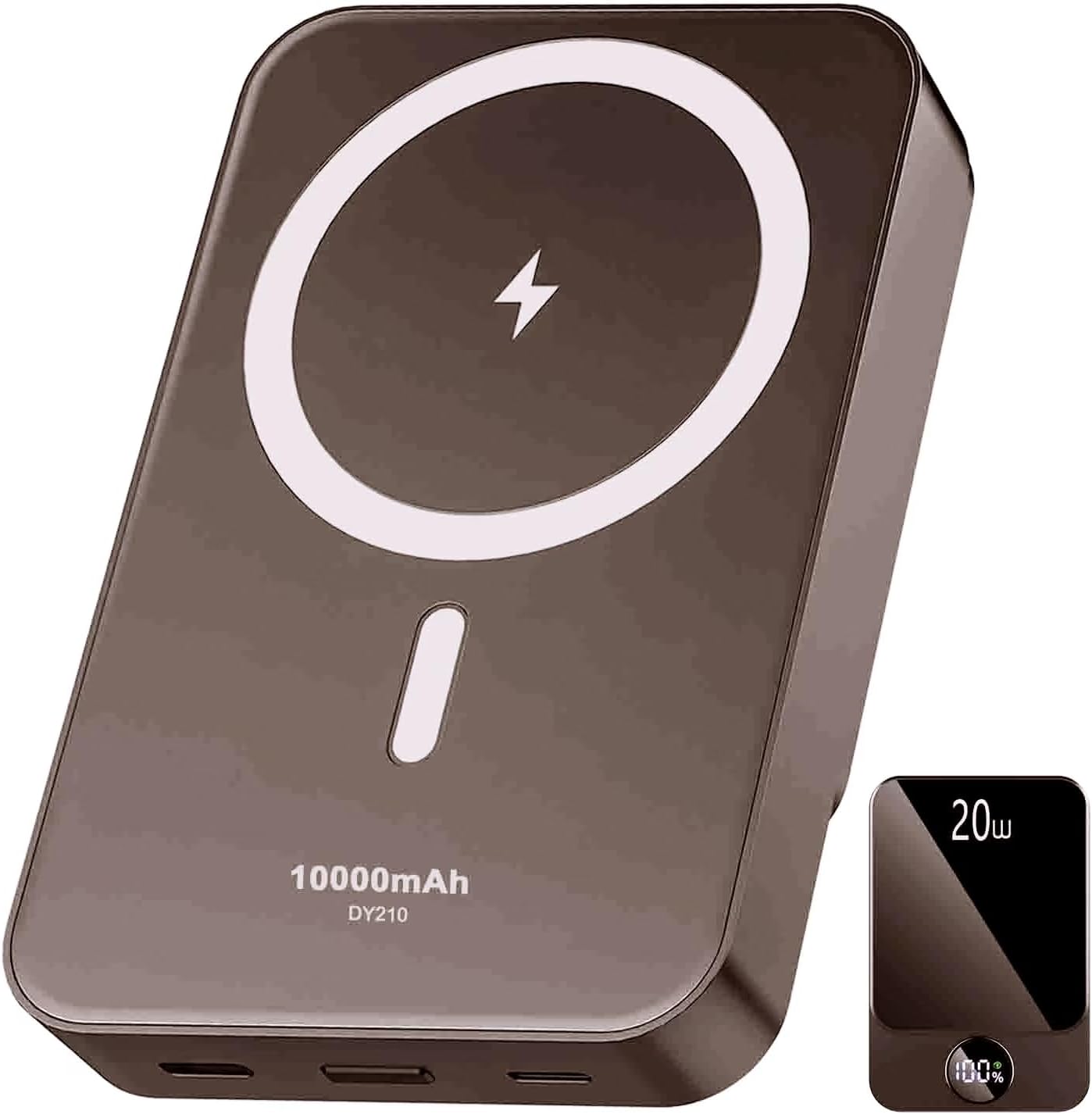 Magnetic Power Bank 10000mAh，20W Fast Charging Portable Charger, Battery Pack with LED Display, Small USB-C Wireless Power Bank with Mag-safe for iPhone 16/15 Plus/Pro/Max,14/13/12 Series,Black